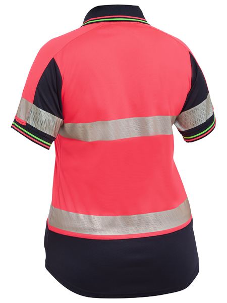 Bisley Womens Short Sleeve Taped Two Tone Hi Vis V-neck Polo (BKL1225T)