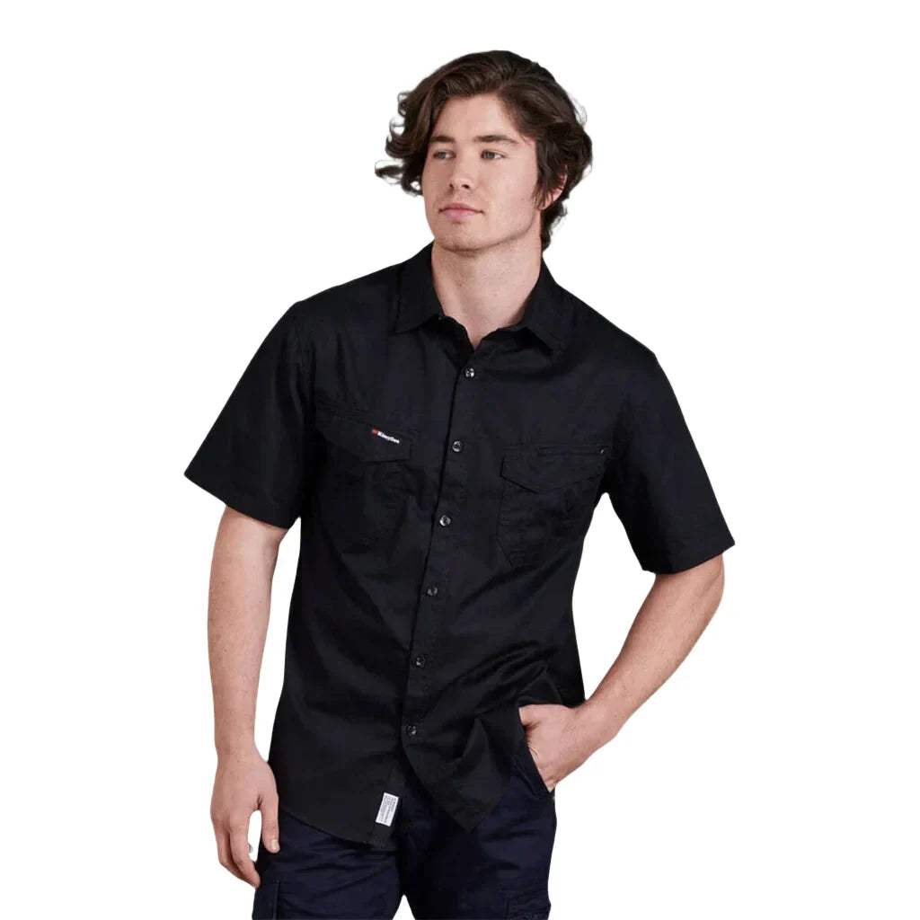 King Gee-King Gee Tradies Shirt S/S-Black / S-Uniform Wholesalers - 1