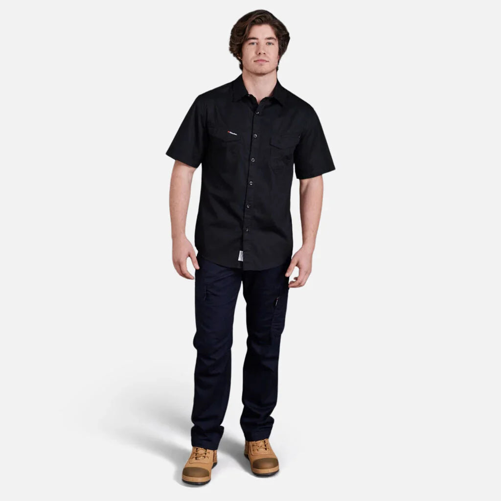 King Gee-King Gee Tradies Shirt S/S-Oiled Navy / S-Uniform Wholesalers - 5