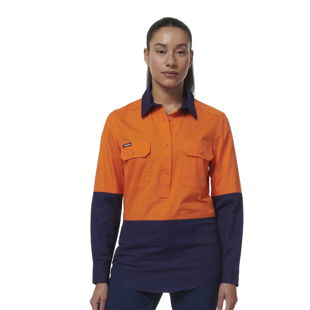 King Gee Women's Workcool Vented Closed Front Spliced Shirt (K44211)