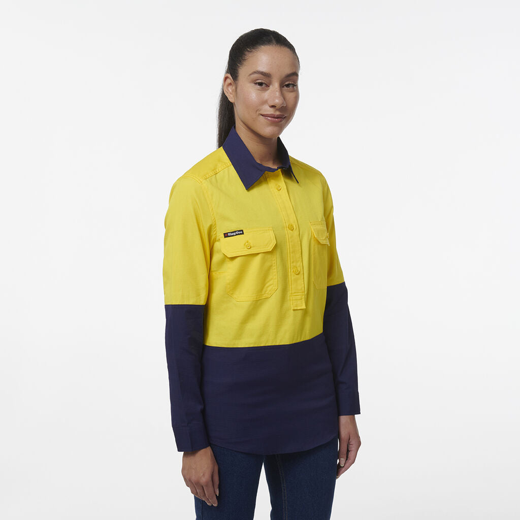 King Gee Women's Workcool Vented Closed Front Spliced Shirt (K44211)