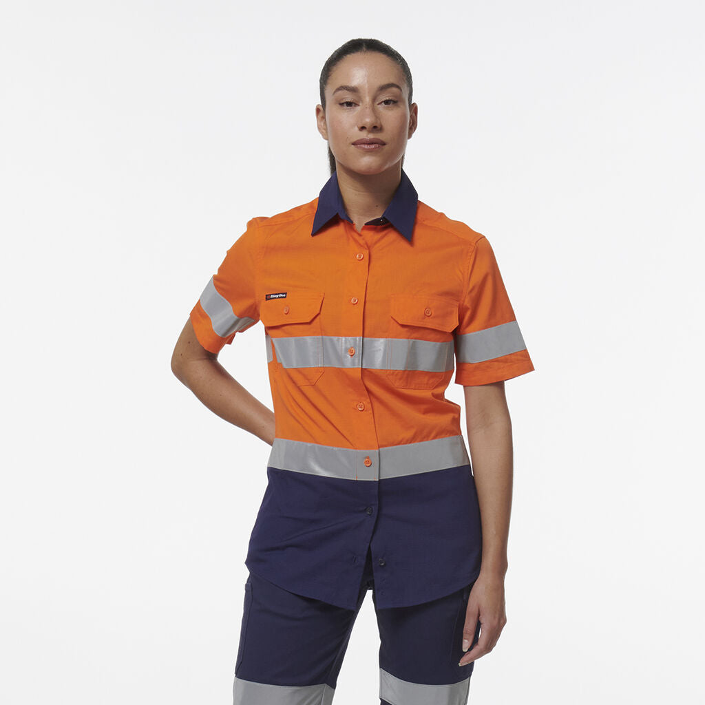 King Gee Women's Workcool Vented Reflective Short Sleeve Shirt (K44229)