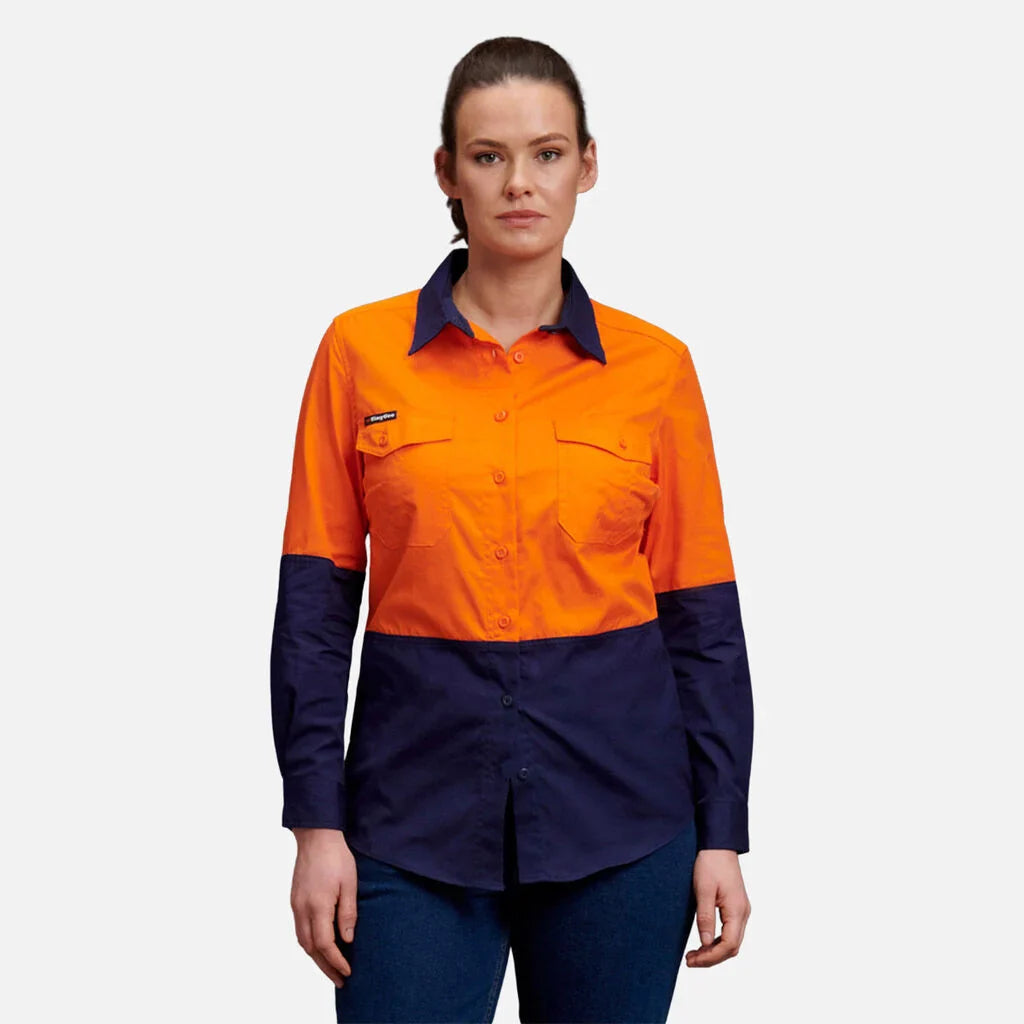 King Gee Workcool 2 Women's Hi-Vis Spliced Shirt Long Sleeve (K44543)