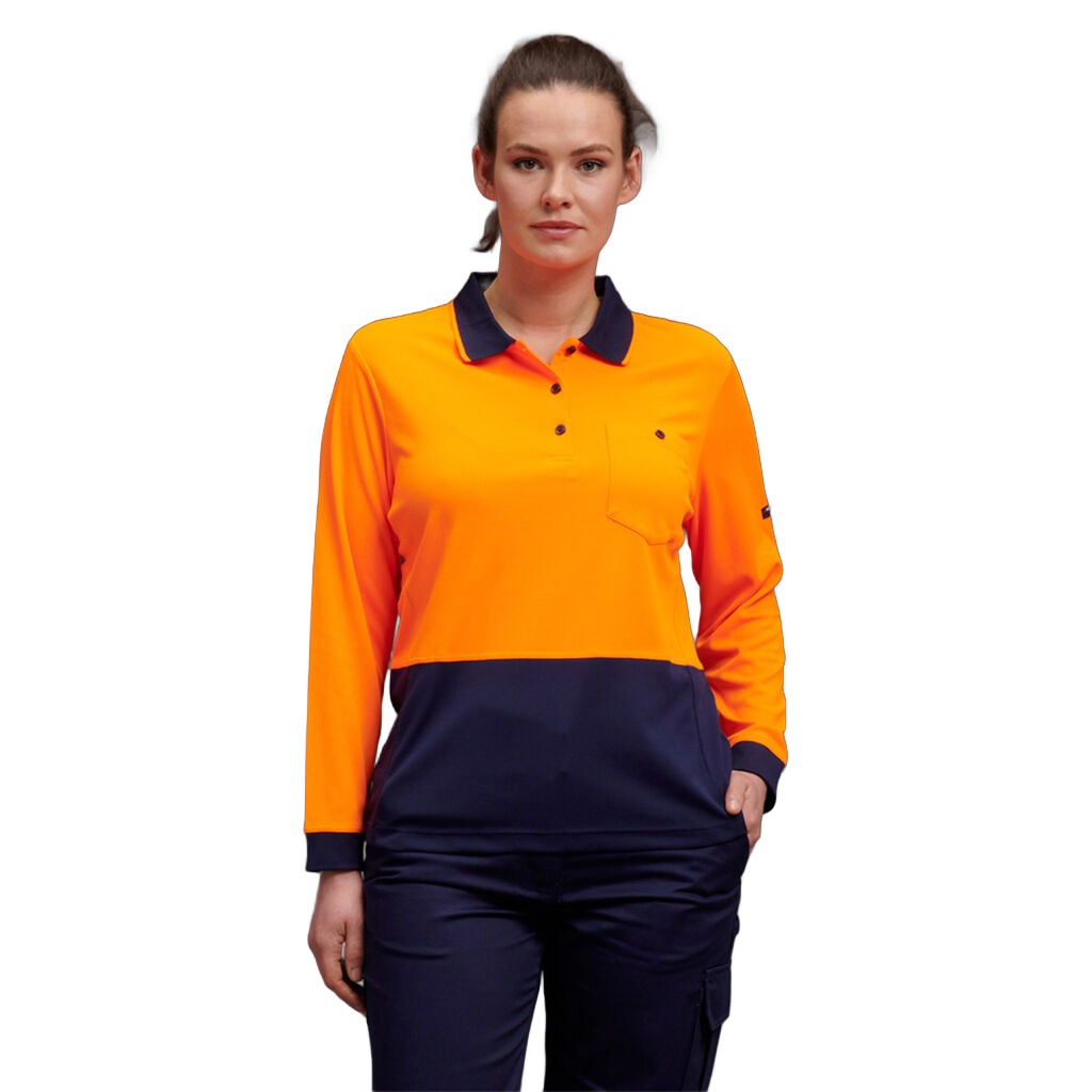 King Gee  HyperFreeze Women's Spliced Polo L/S ( K44730)