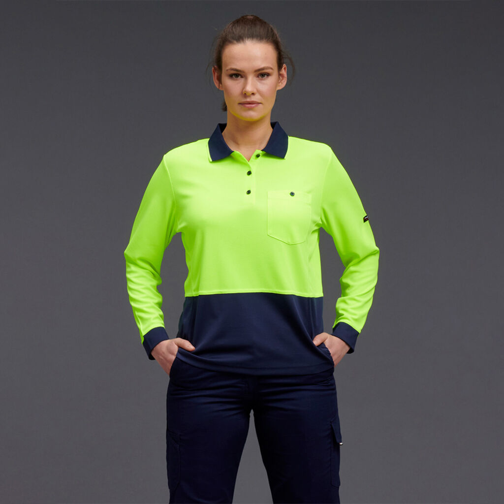 King Gee  HyperFreeze Women's Spliced Polo L/S ( K44730)