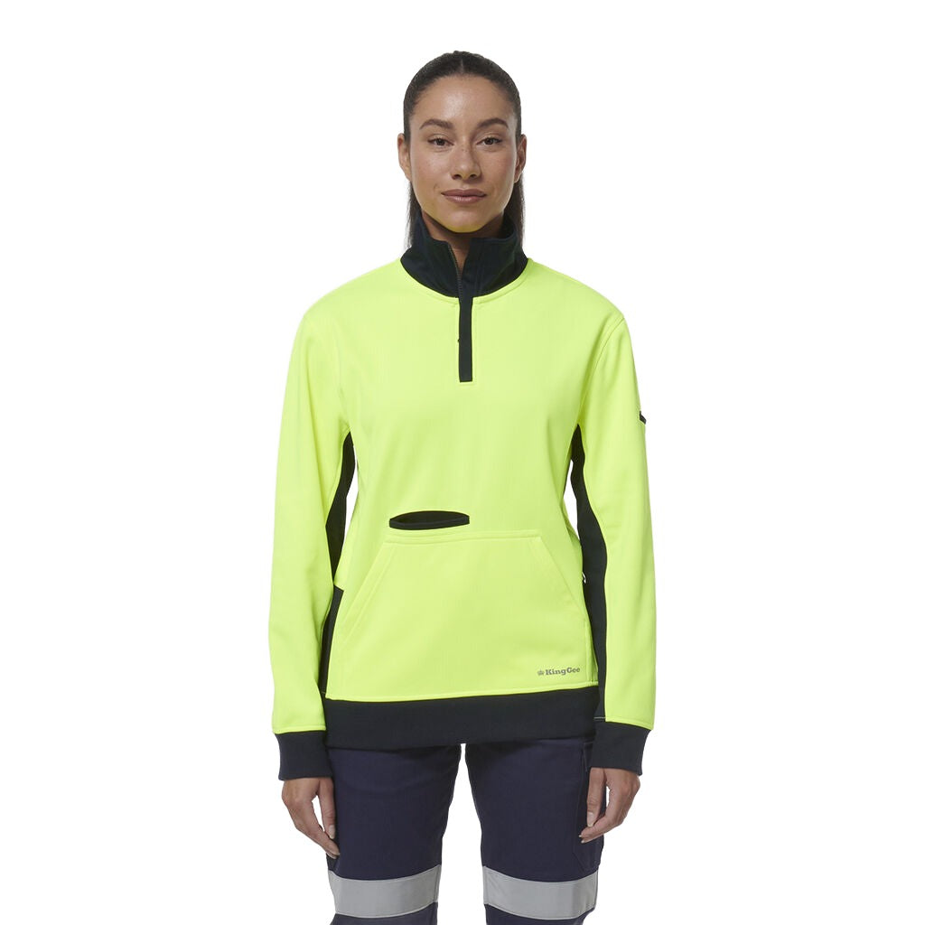 King Gee Women's Spliced Hi Vis 1/4 Zip Fleece (K45008)