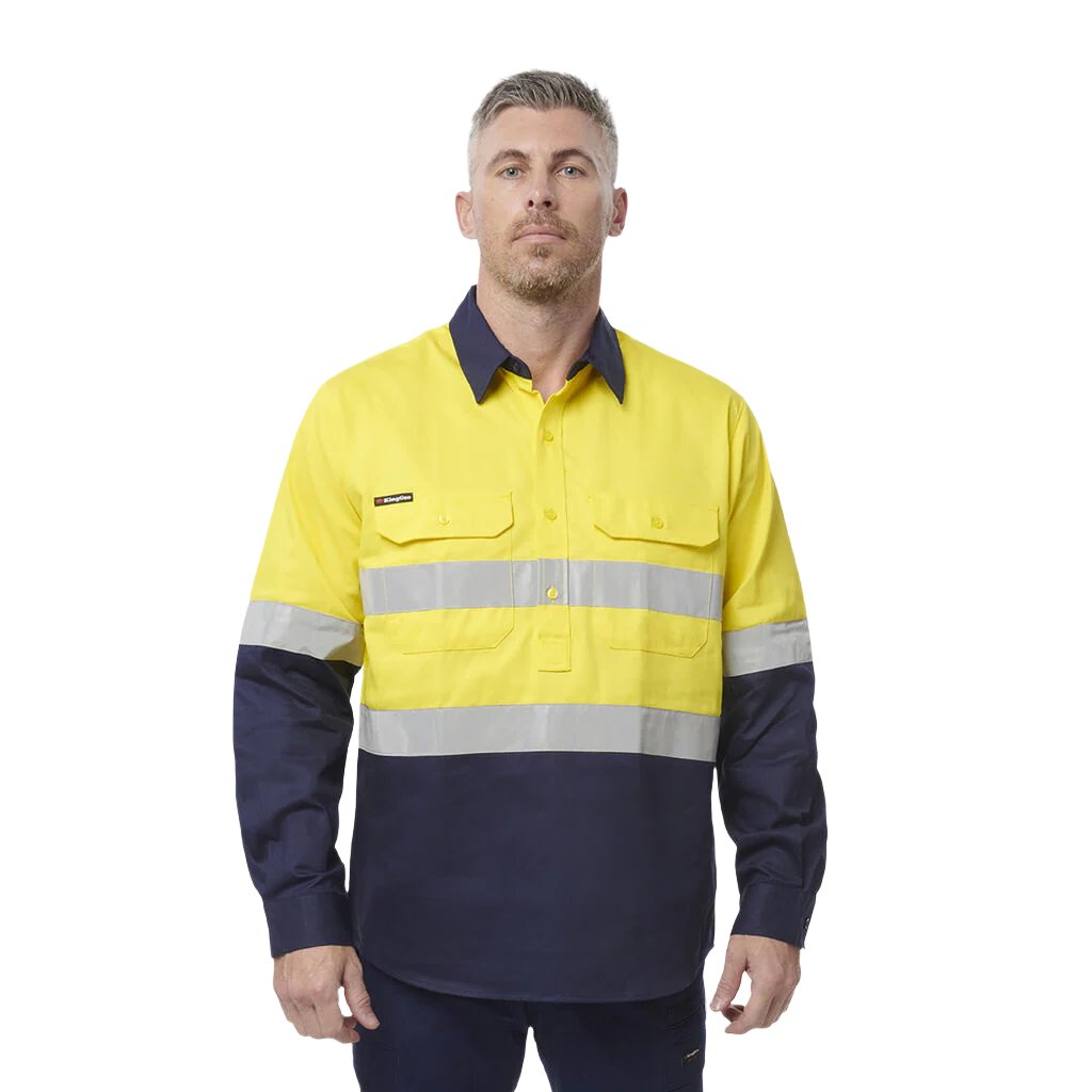 KingGee Reflective Closed Front Spliced Drill Shirt L/S (K54325)