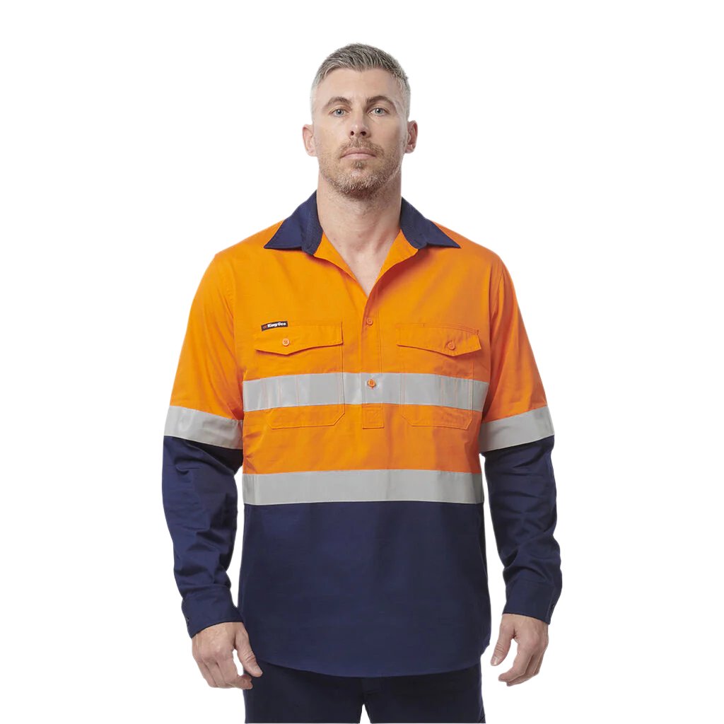 KingGee Workcool 2 Reflective Spliced Closed Front Shirt Long Sleeve  (K54886)