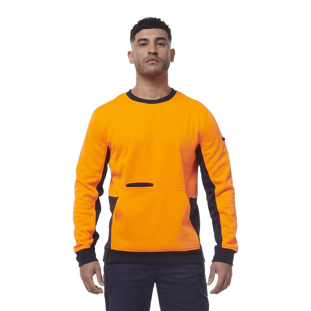 King Gee Hi Vis Spliced Crew Neck Fleece (K55062)