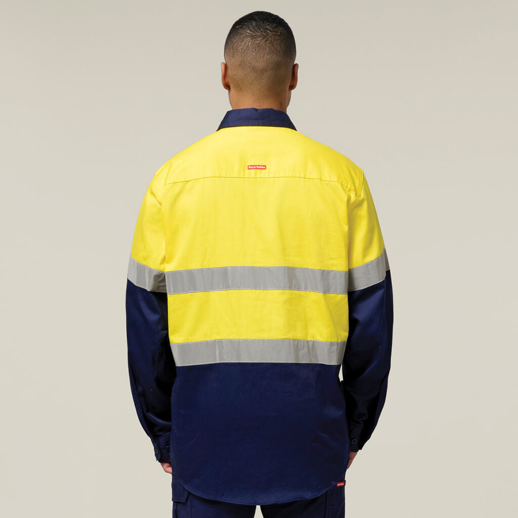 Hard Yakka Core Hi-Vis Long Sleeve Heavyweight Closed Front Taped Shirt (Y04615)