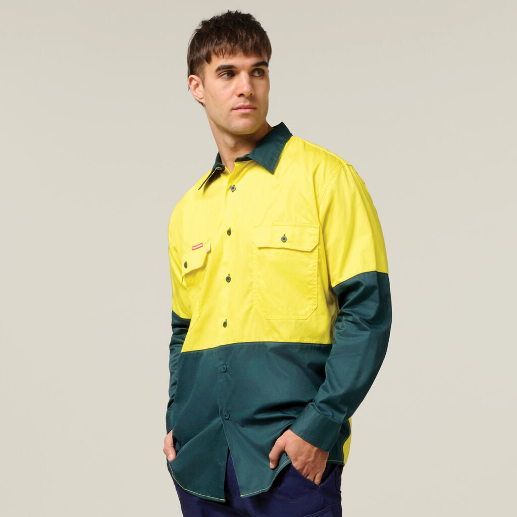 Hard Yakka Core Hi-Vis 2 Tone Vented Long Sleeve Shirt (Y07558)