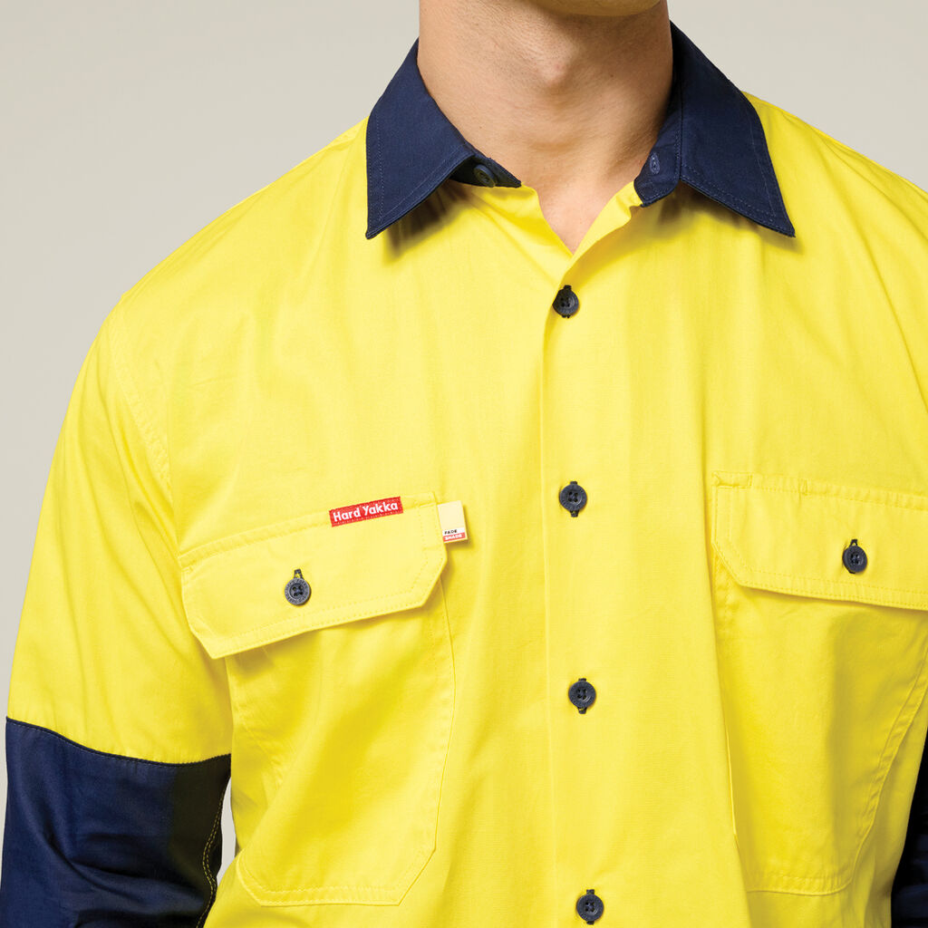 Hard Yakka Core Hi-Vis 2 Tone Vented Long Sleeve Shirt (Y07558)