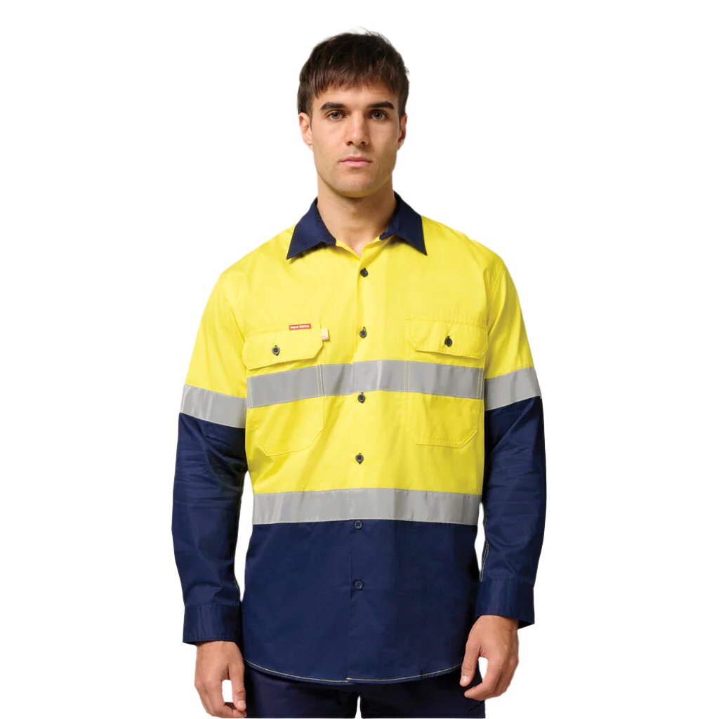 Hard Yakka Core Hi-vis 2 Tone Vented Taped Long Sleeve Cotton Shirt (Y07978)