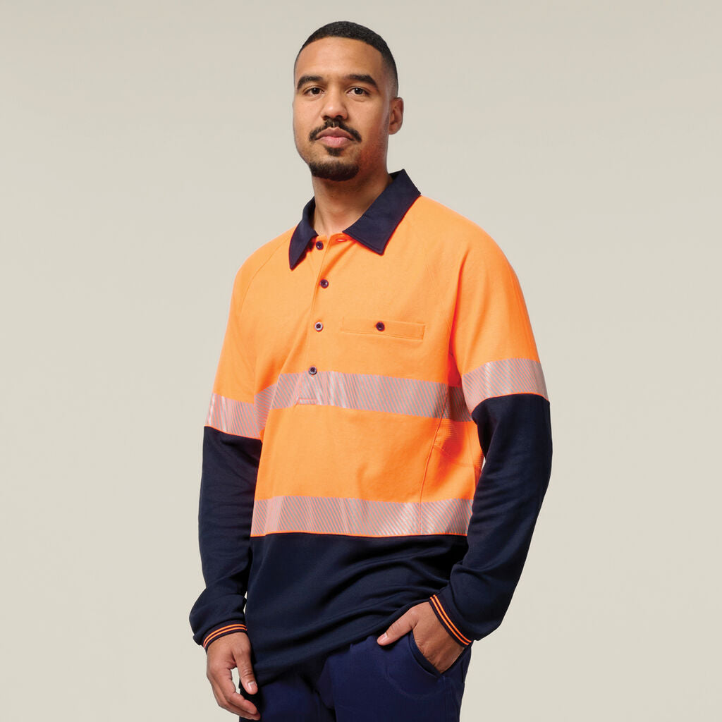 Hard Yakka Core Hi-Vis 2 Tone Taped Vented Long Sleeve Polo (Y11379)