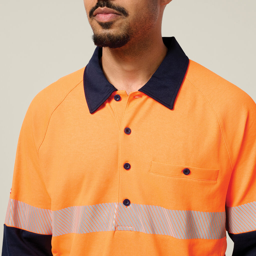 Hard Yakka Core Hi-Vis 2 Tone Taped Vented Long Sleeve Polo (Y11379)