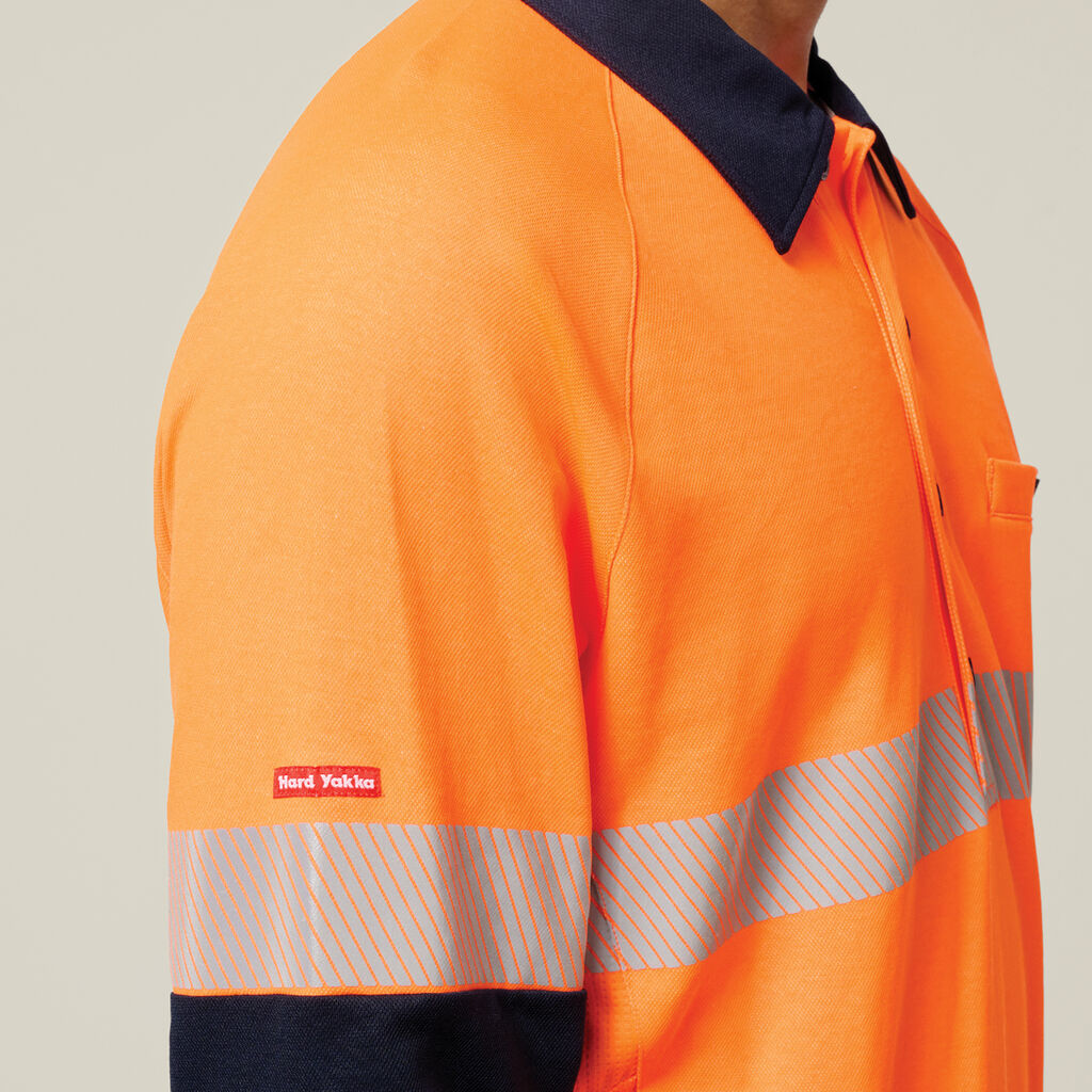 Hard Yakka Core Hi-Vis 2 Tone Taped Vented Long Sleeve Polo (Y11379)