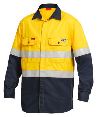 Hard Yakka Shieldtec Fr Hi-Visibility Two Tone Open Front Long Sleeve Shirt With Fr Tape (Y04350)